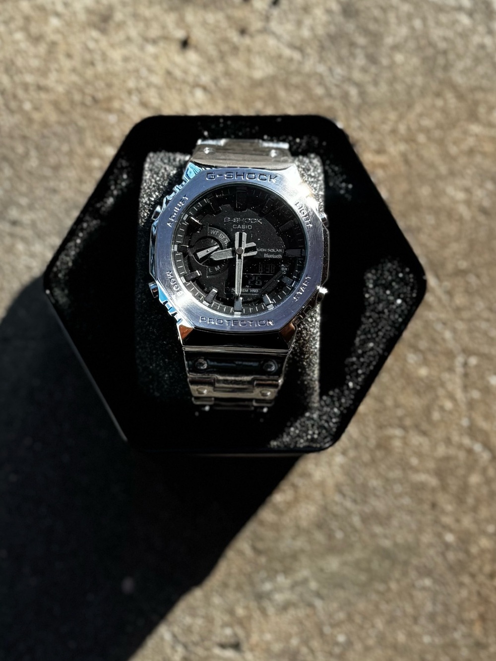 G-Shock Silver Stainless Steel Watch with Black Dial